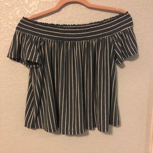 Striped off the shoulder top